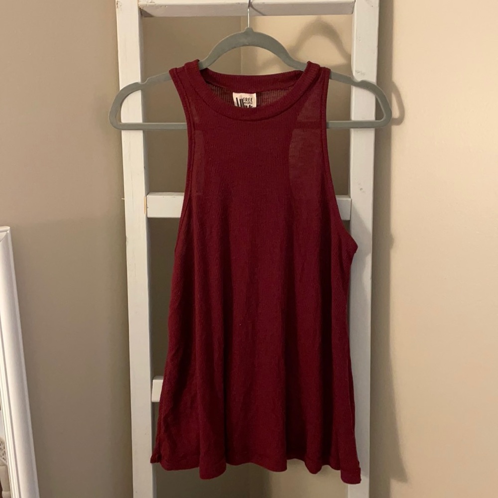 Free People Ribbed Maroon Muscle Tank